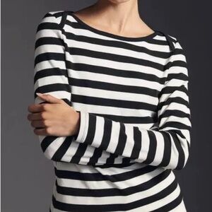 Anthropologie Maeve Blue and White Classic Striped Long Sleeve Top